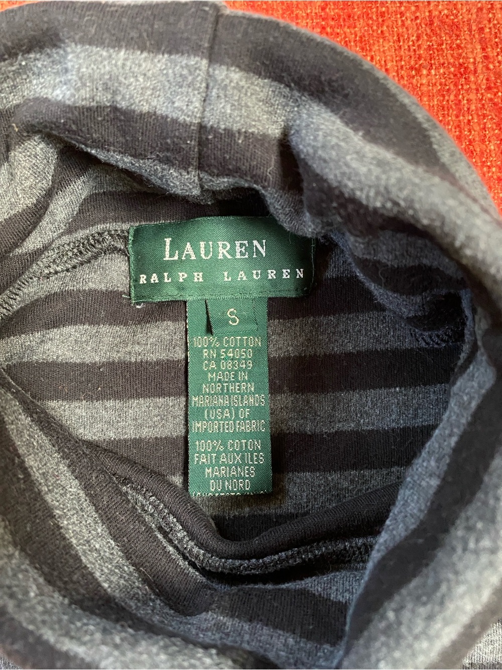 Ralph Lauren Black Grey Cotton Striped Striped Turtleneck Shirt Top Embroidery - Picture 6 of 7